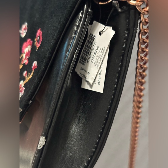 White House Black Market Black Clutch with Red Floral Embroidery - Picture 4 of 10